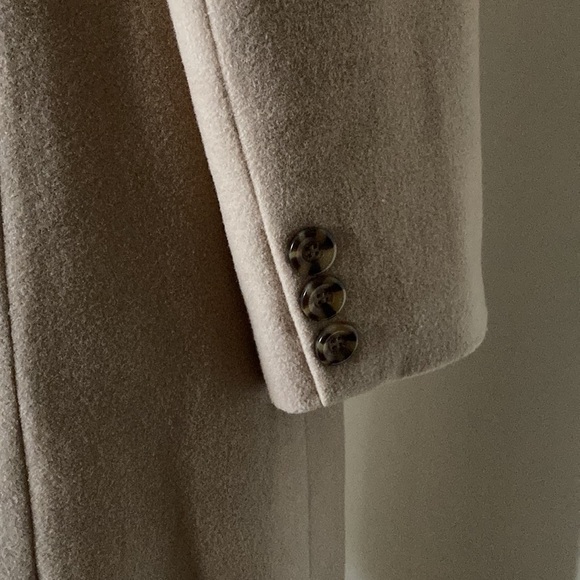 Vintage Wool Blend Long Tan Camel Coat Button Down Trench Oversized Jacket - Picture 6 of 14